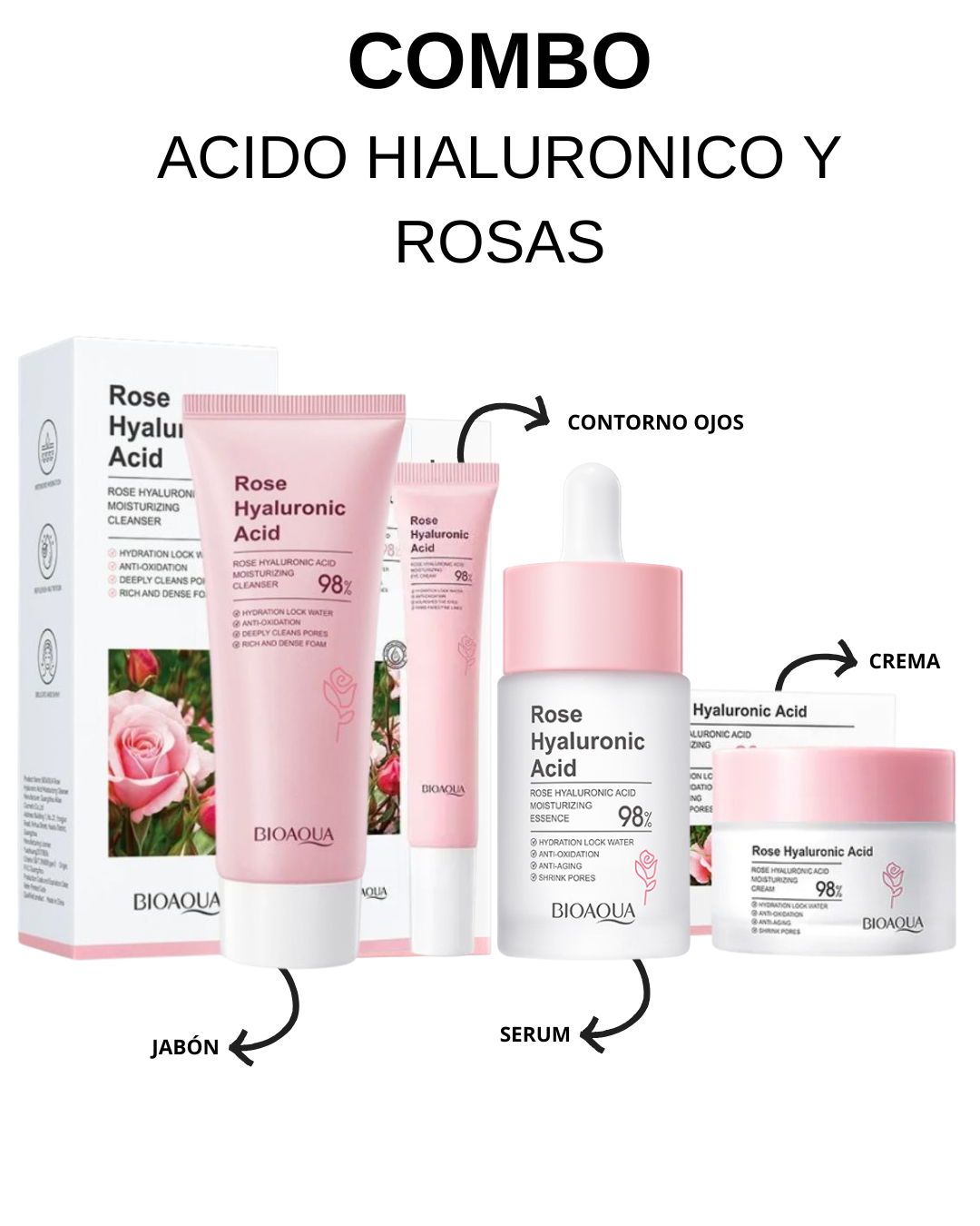Miniatura 2 de COMBO ROSAS Y ACIDO HIALURONICO BIOAQUA